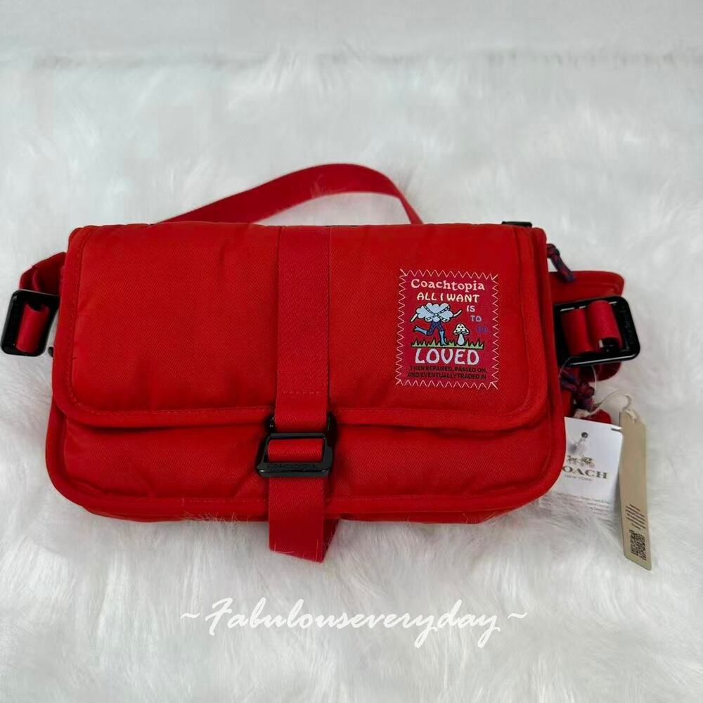 Coach Coachtopia Loop Crossbody Belt Bag In Rosebud Red CV427 NWT - Picture 1 of 8